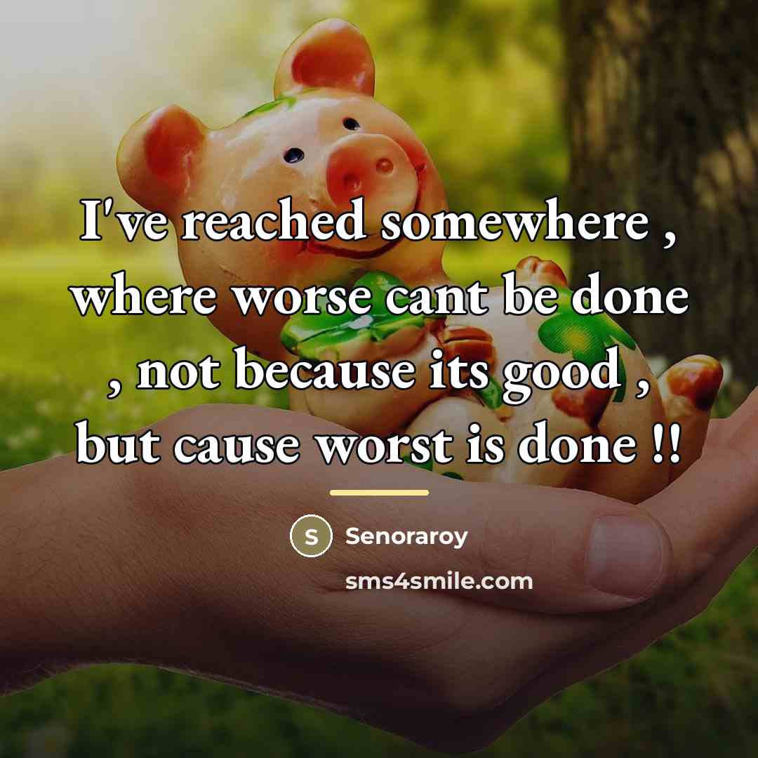 “I've reached somewhere , where worse cant be done ,…” quote by Senoraroy