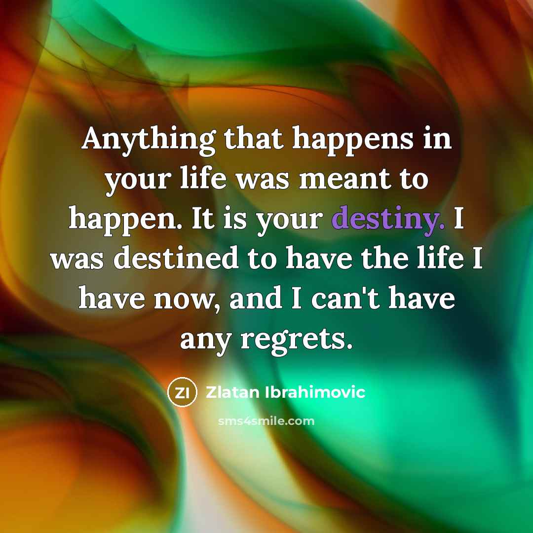 “Anything that happens in your life was meant to happen.…” quote by Zlatan Ibrahimovic