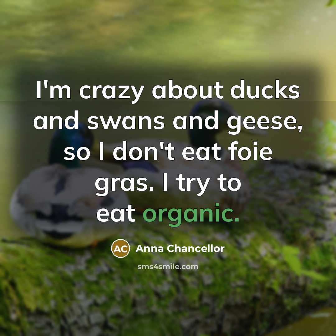 “I'm crazy about ducks and swans and geese, so I…” quote by Anna Chancellor