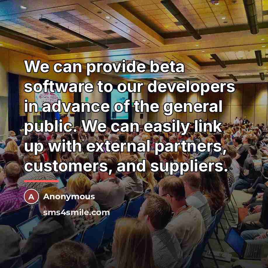 “We can provide beta software to our developers in advance…” quote by Anonymous