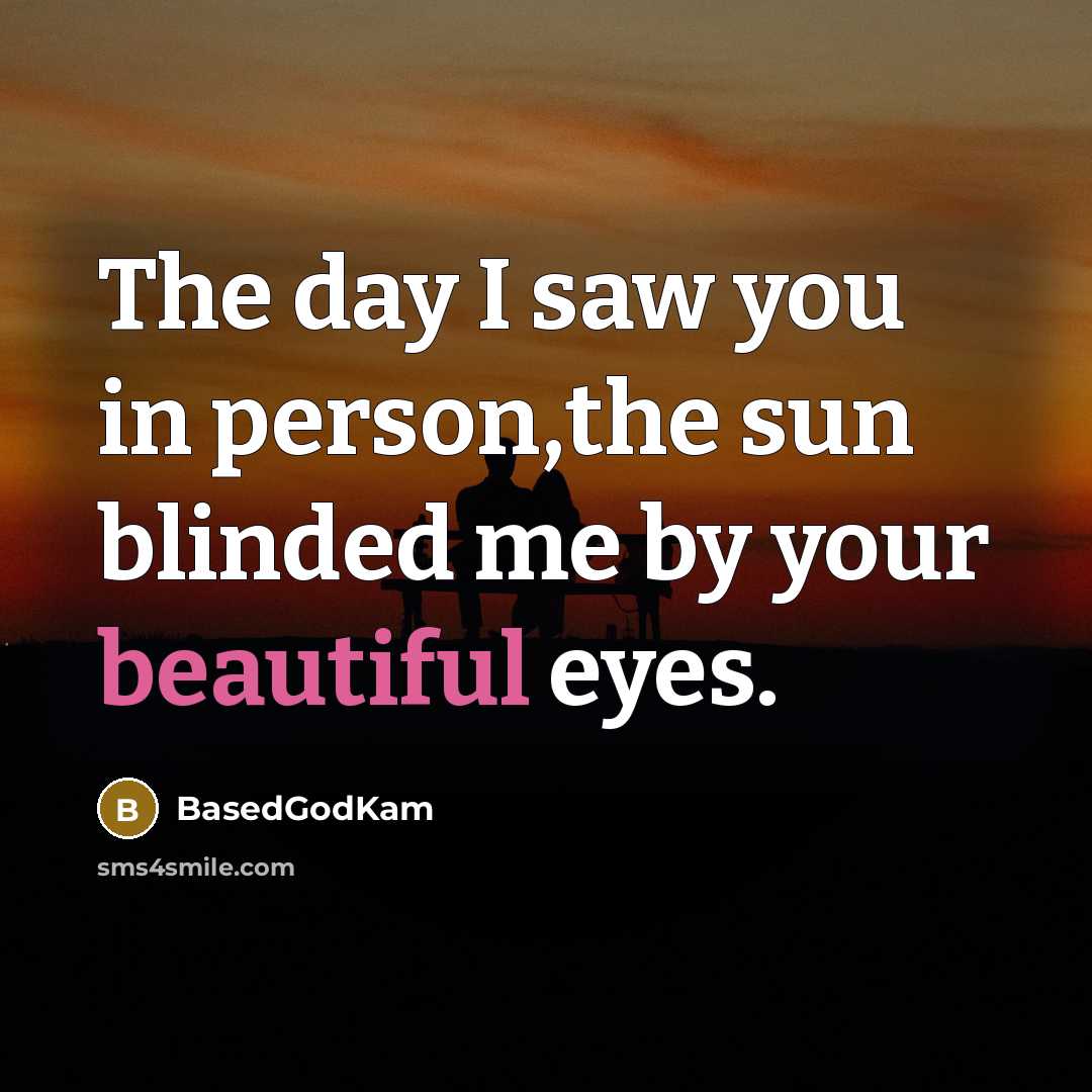 “The day I saw you in person,the sun blinded me…” quote by BasedGodKam