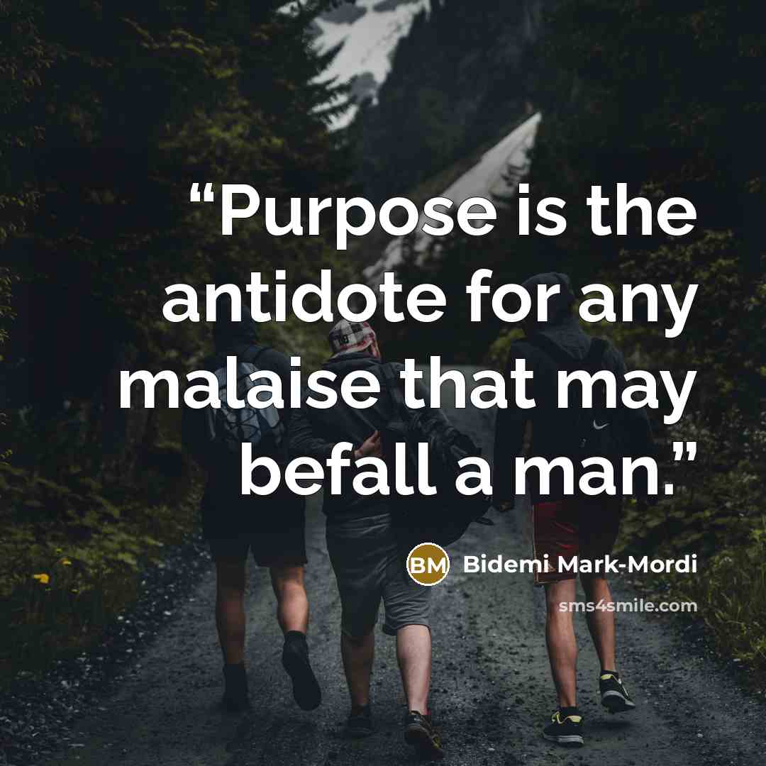 “Purpose is the antidote for any malaise that may befall a man.” quote by Bidemi Mark-Mordi