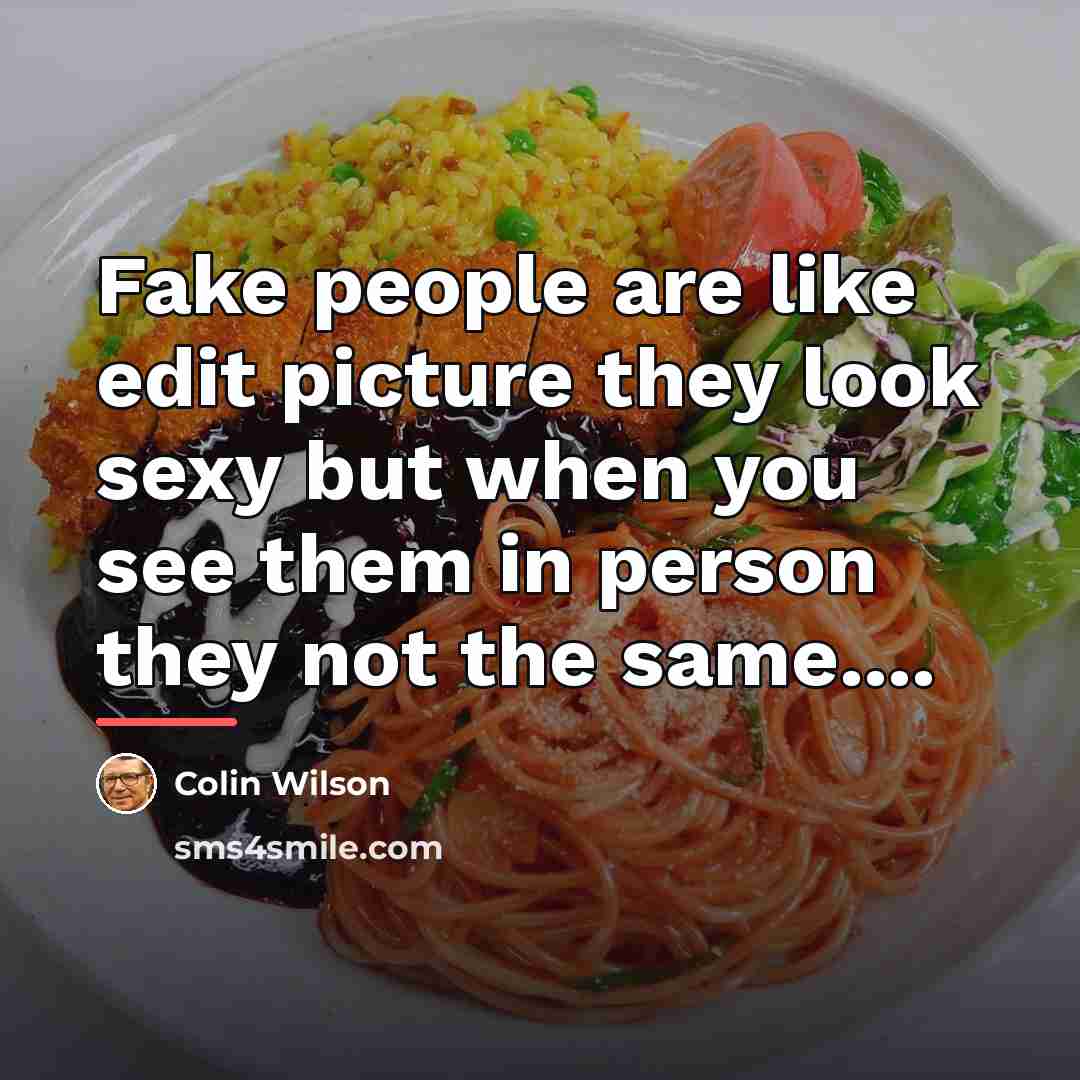 “Fake people are like edit picture they look sexy but…” quote by Colin Wilson