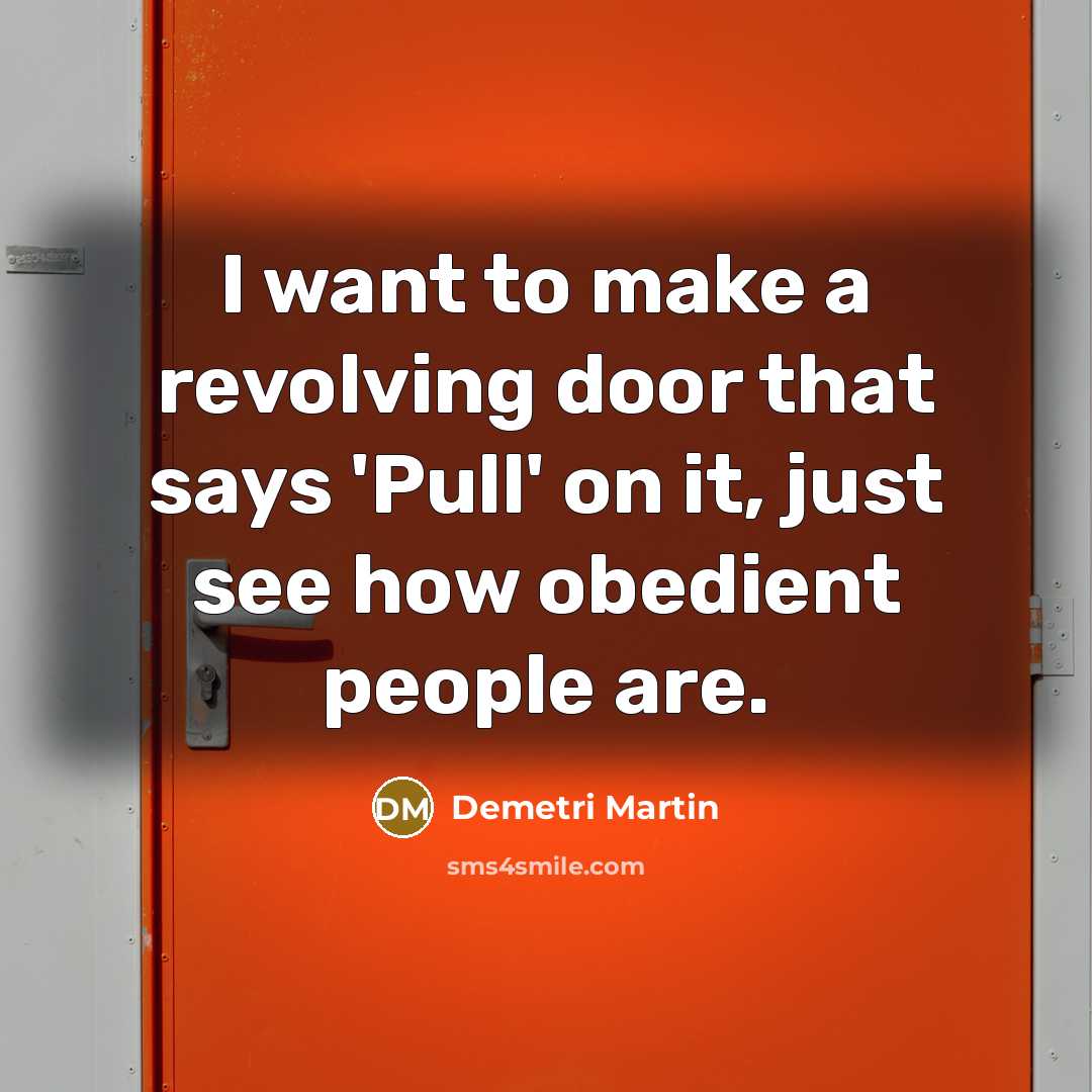 “I want to make a revolving door that says 'Pull'…” quote by Demetri Martin