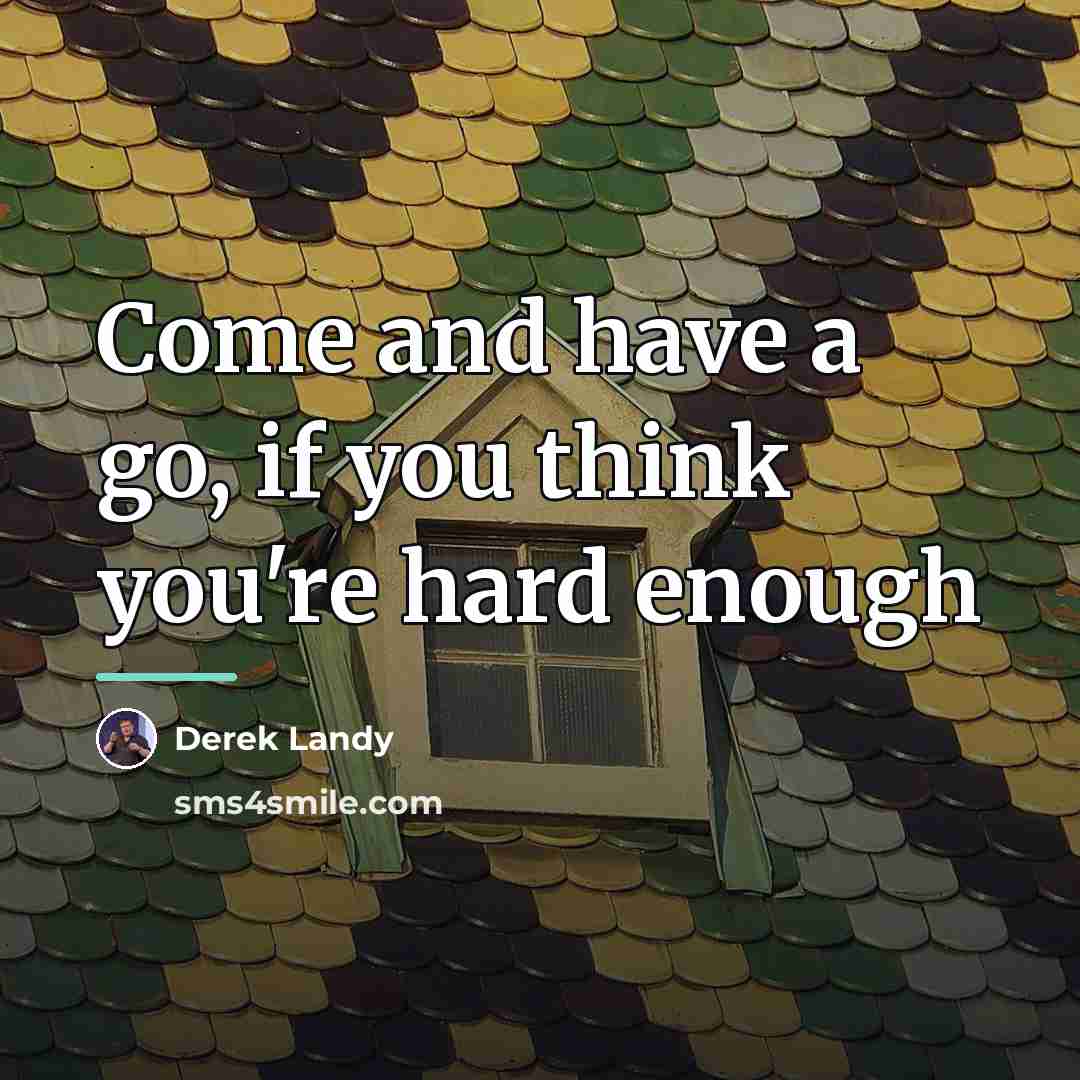 “Come and have a go, if you think you're hard…” quote by Derek Landy