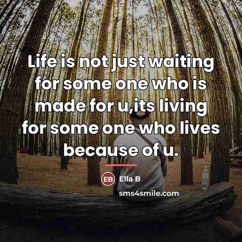 “Life is not just waiting for some one who is…” quote by Ella B
