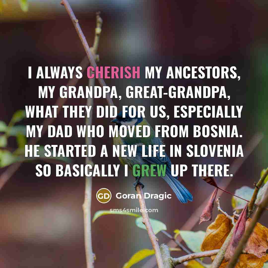 “I always cherish my ancestors, my grandpa, great-grandpa, what they…” quote by Goran Dragic