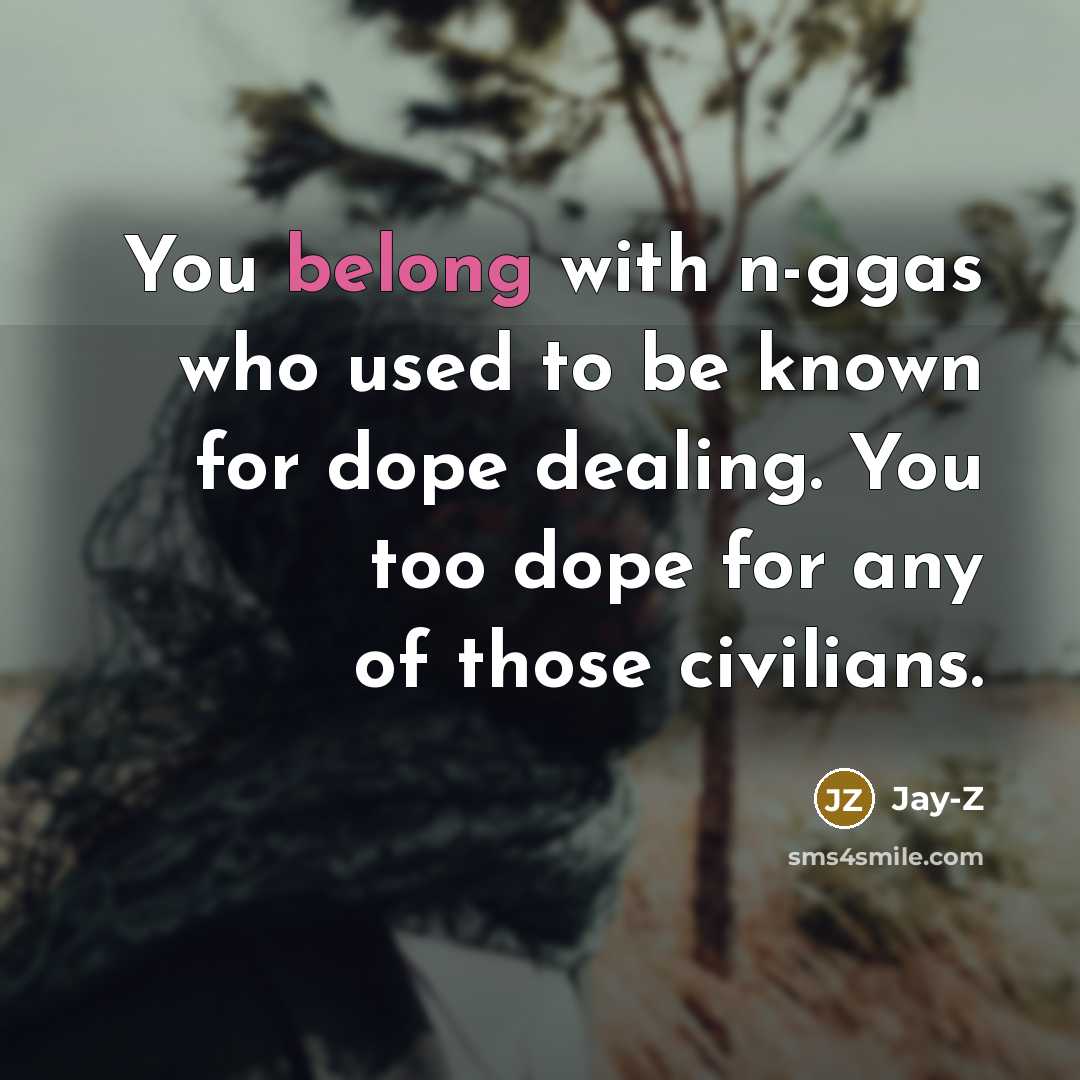 “You belong with n-ggas who used to be known for…” quote by Jay-Z