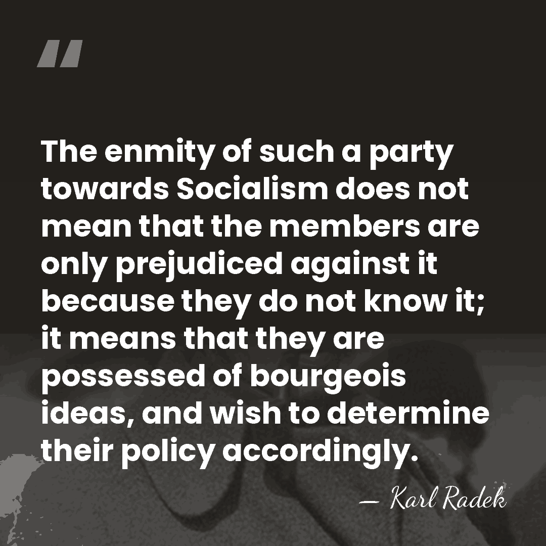 The enmity of such a party towards Socialism does not mean that&hellip; - Karl Radek