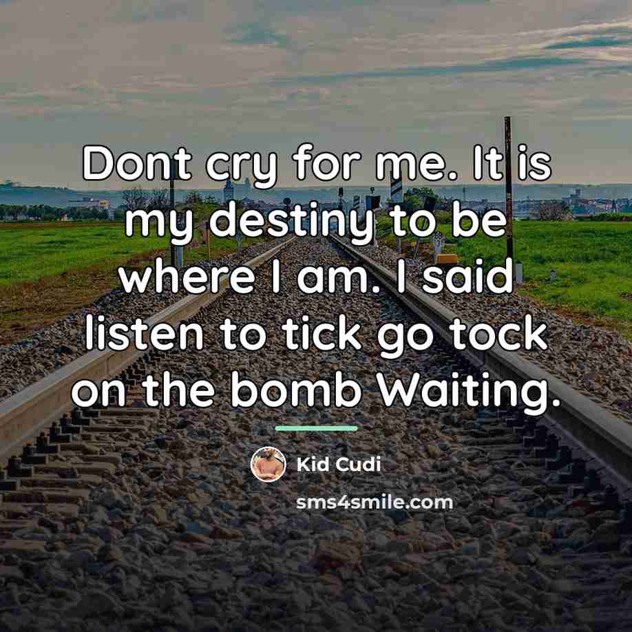 “Dont cry for me. It is my destiny to be…” quote by Kid Cudi