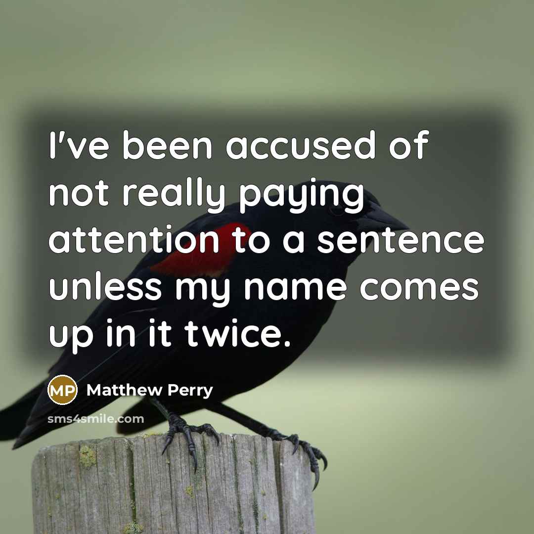 “I've been accused of not really paying attention to a…” quote by Matthew Perry