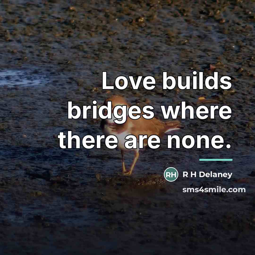 “Love builds bridges where there are none.…” quote by R H Delaney