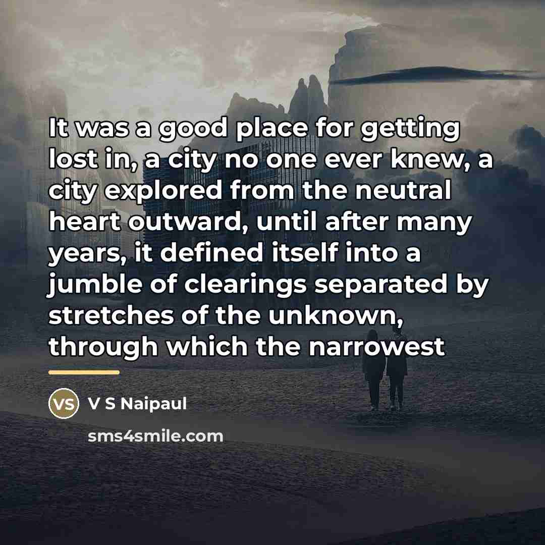 “It was a good place for getting lost in, a…” quote by V S Naipaul