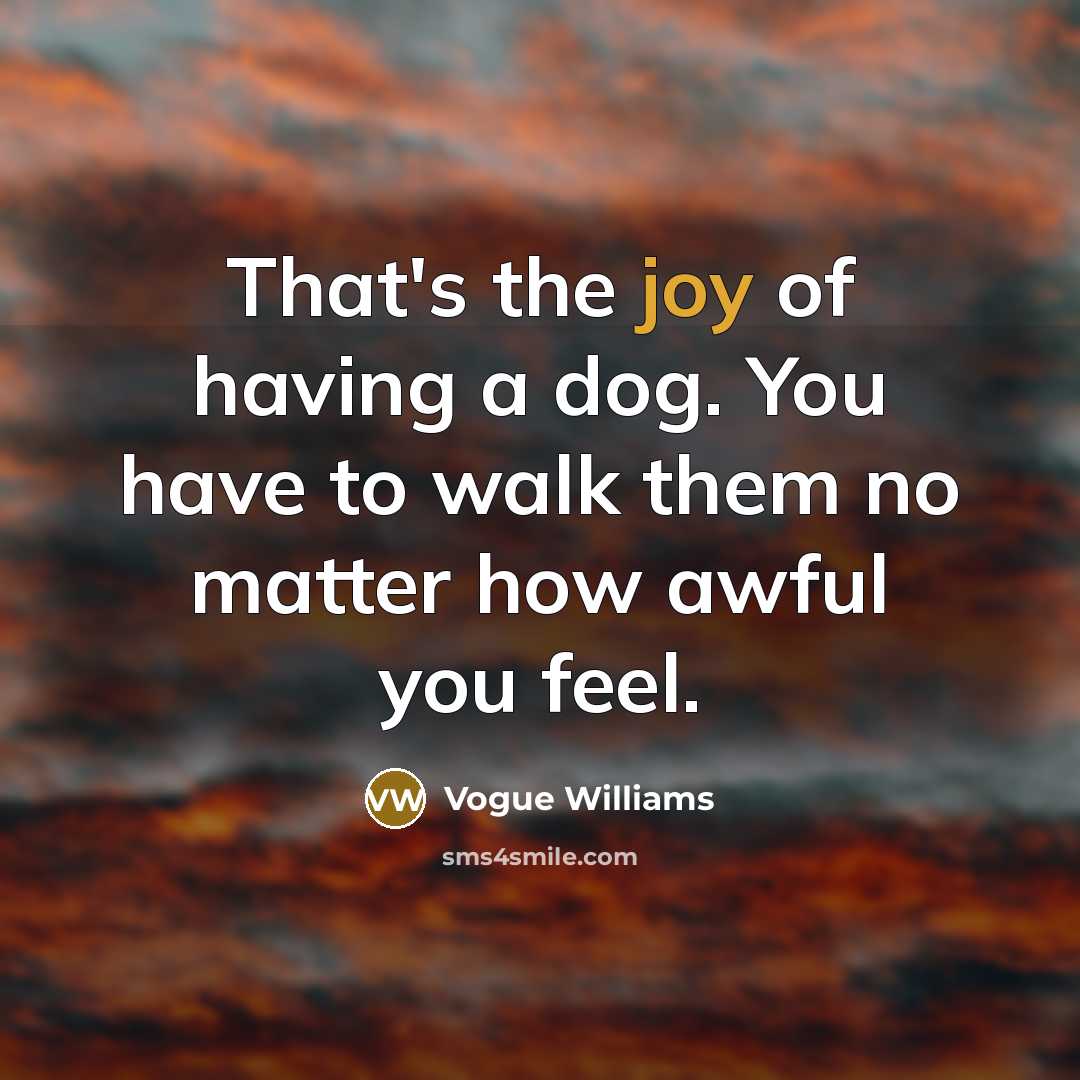 “That's the joy of having a dog. You have to…” quote by Vogue Williams