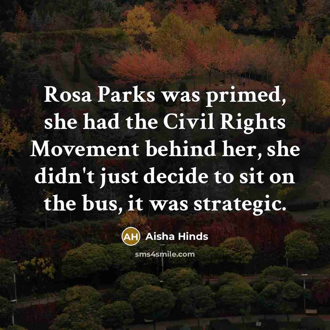“Rosa Parks was primed, she had the Civil Rights Movement…” quote by Aisha Hinds