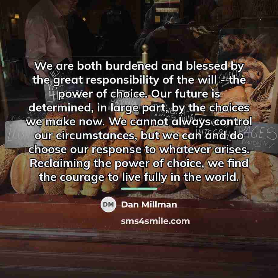 “We are both burdened and blessed by the great responsibility…” quote by Dan Millman
