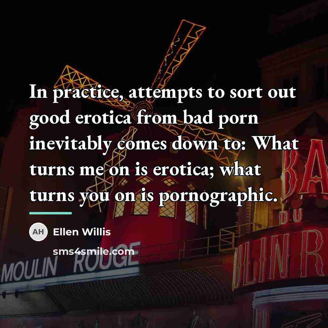 “In practice, attempts to sort out good erotica from bad…” quote by Ellen Willis