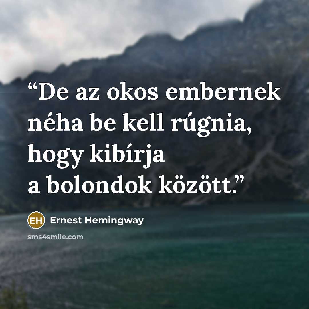 “De az okos embernek néha be kell rúgnia, hogy kibírja a bolondok között.” quote by Ernest Hemingway