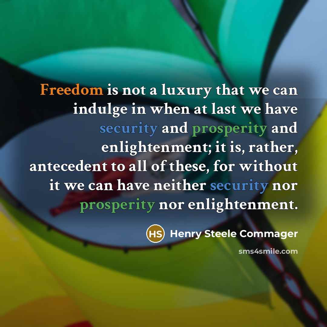 “Freedom is not a luxury that we can indulge in…” quote by Henry Steele Commager