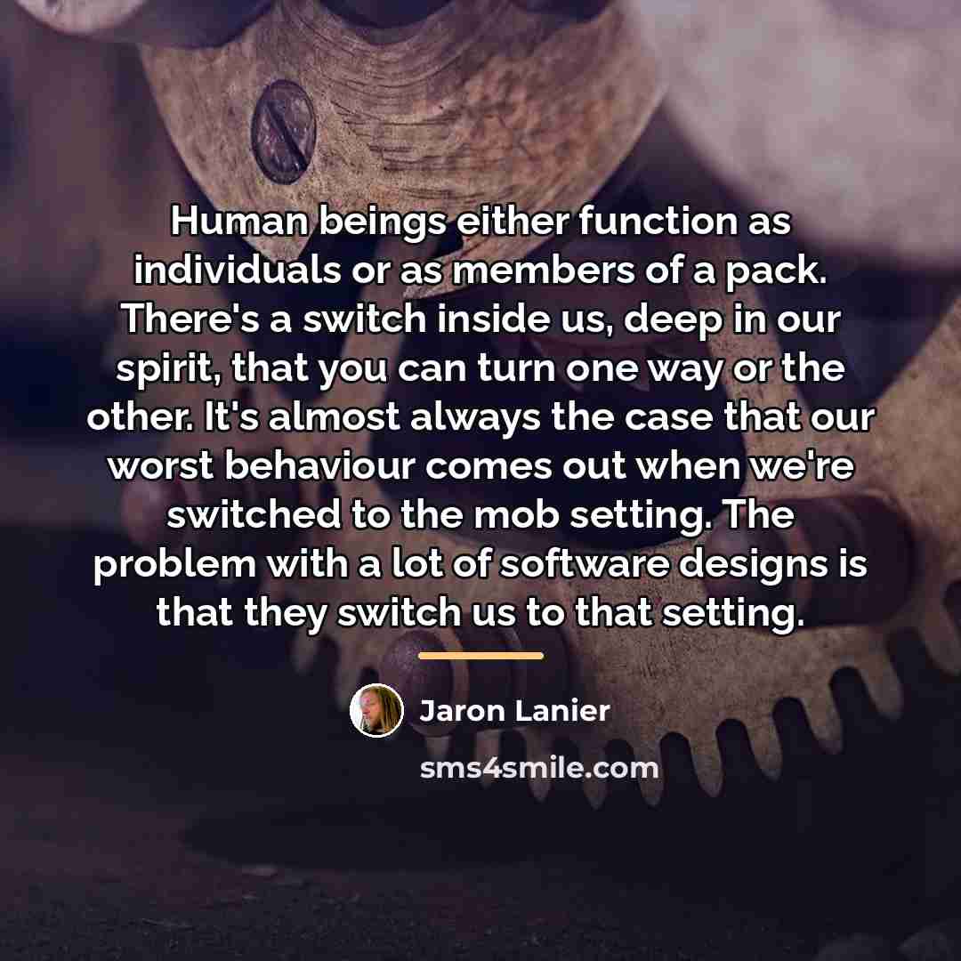 “Human beings either function as individuals or as members of…” quote by Jaron Lanier