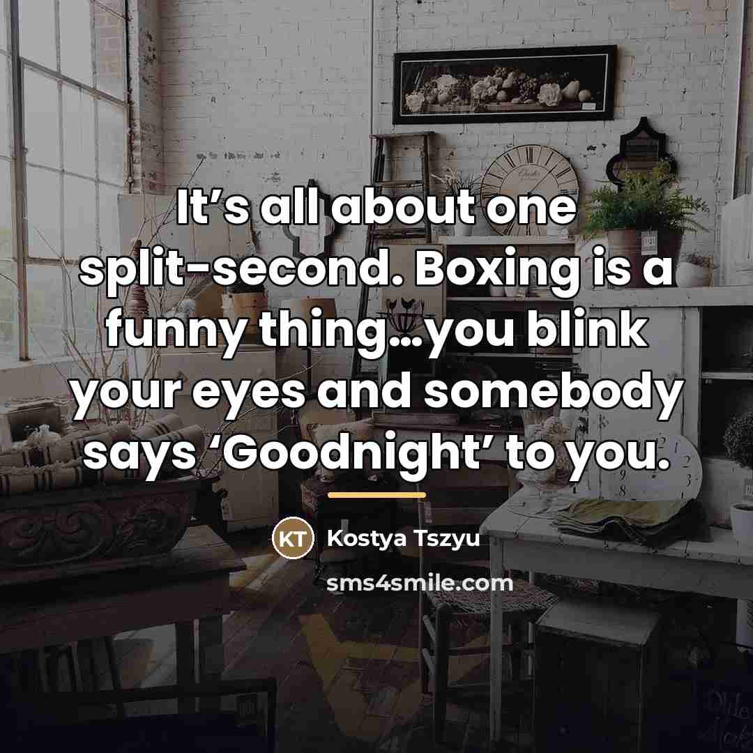 “It’s all about one split-second. Boxing is a funny thing…you…” quote by Kostya Tszyu
