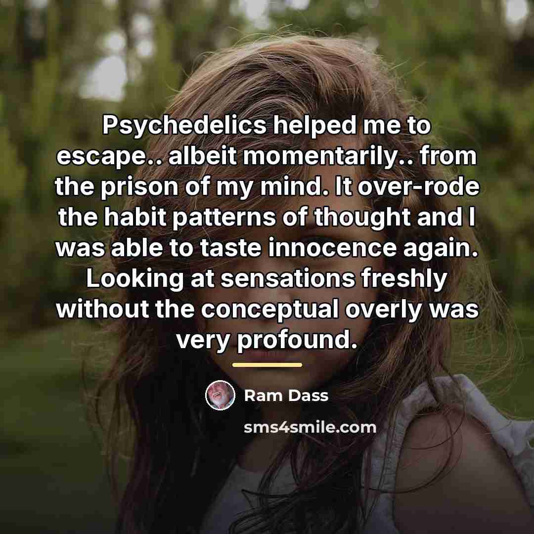 “Psychedelics helped me to escape.. albeit momentarily.. from the prison…” quote by Ram Dass