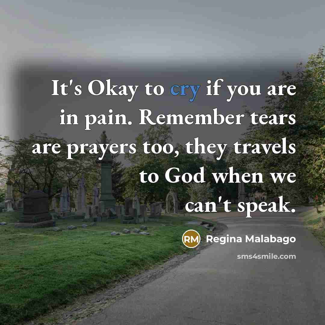 “It's Okay to cry if you are in pain. Remember…” quote by Regina Malabago