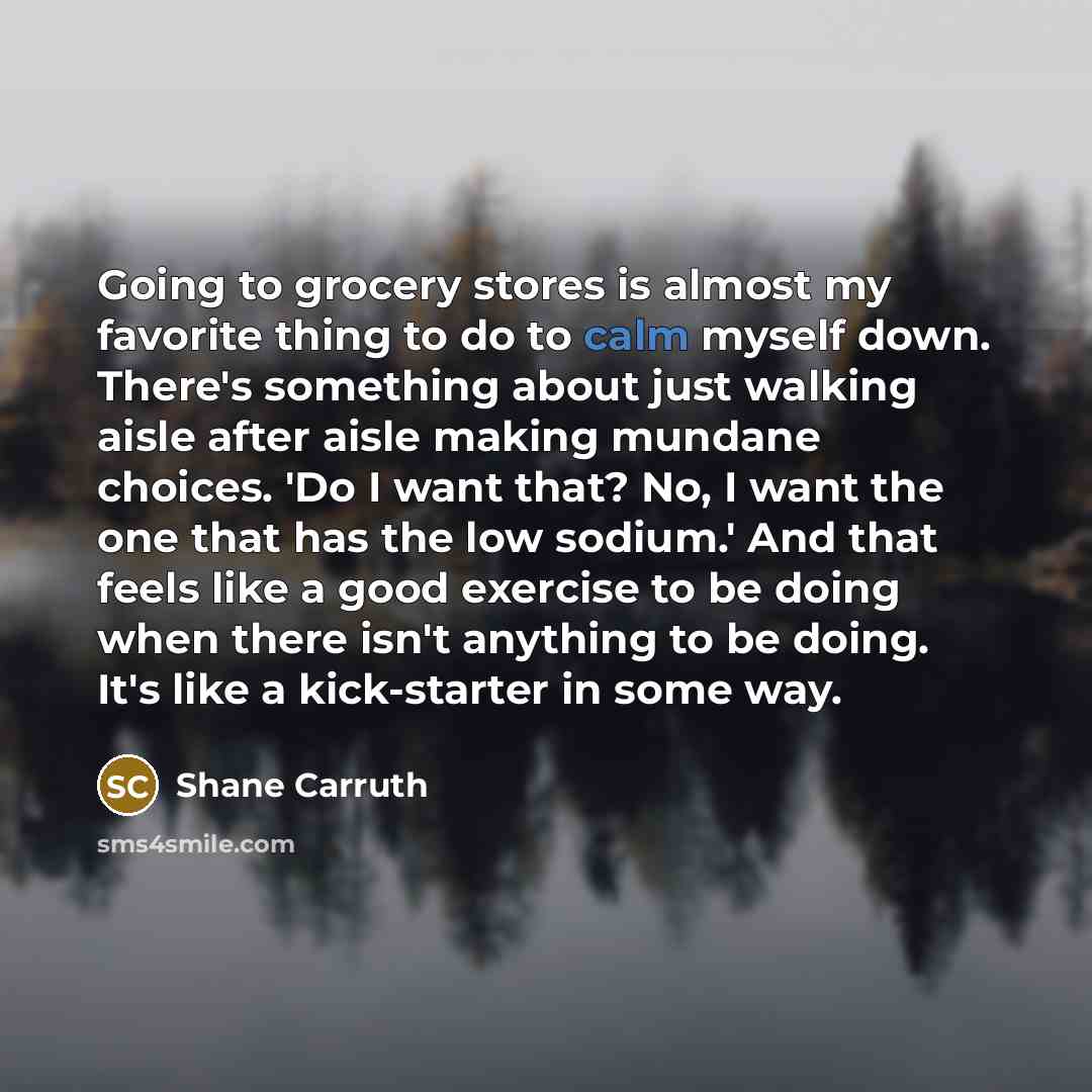 “Going to grocery stores is almost my favorite thing to…” quote by Shane Carruth