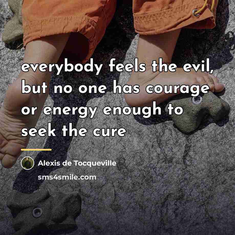 “everybody feels the evil, but no one has courage or…” quote by Alexis de Tocqueville