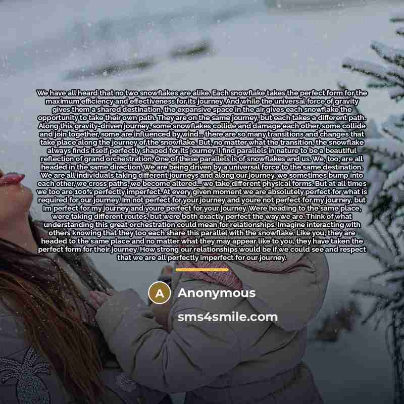 “We have all heard that no two snowflakes are alike.…” quote by Anonymous