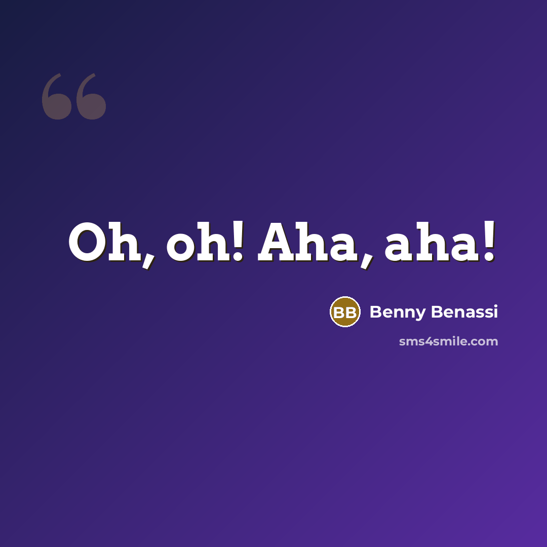“Oh, oh! Aha, aha!…” quote by Benny Benassi