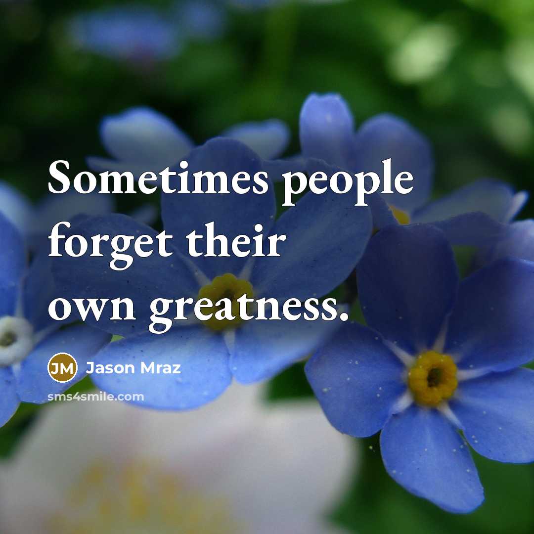 “Sometimes people forget their own greatness.…” quote by Jason Mraz