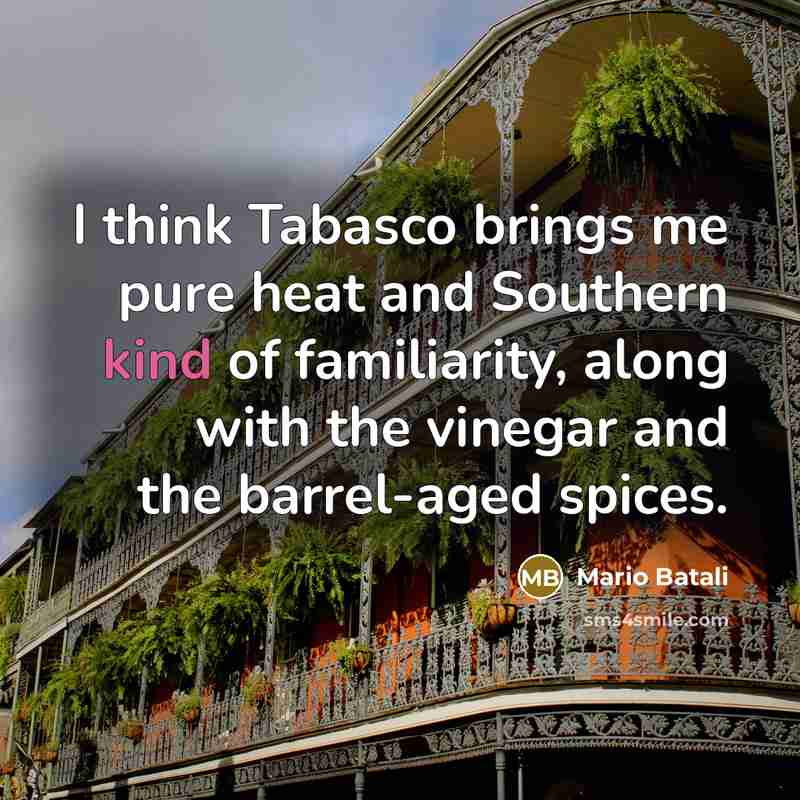 “I think Tabasco brings me pure heat and Southern kind…” quote by Mario Batali