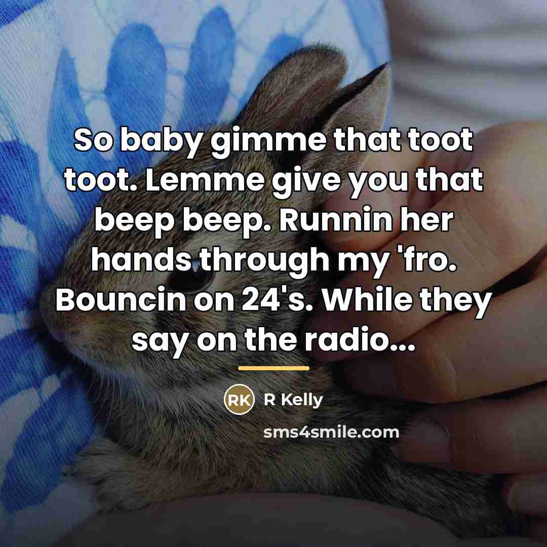“So baby gimme that toot toot. Lemme give you that…” quote by R Kelly