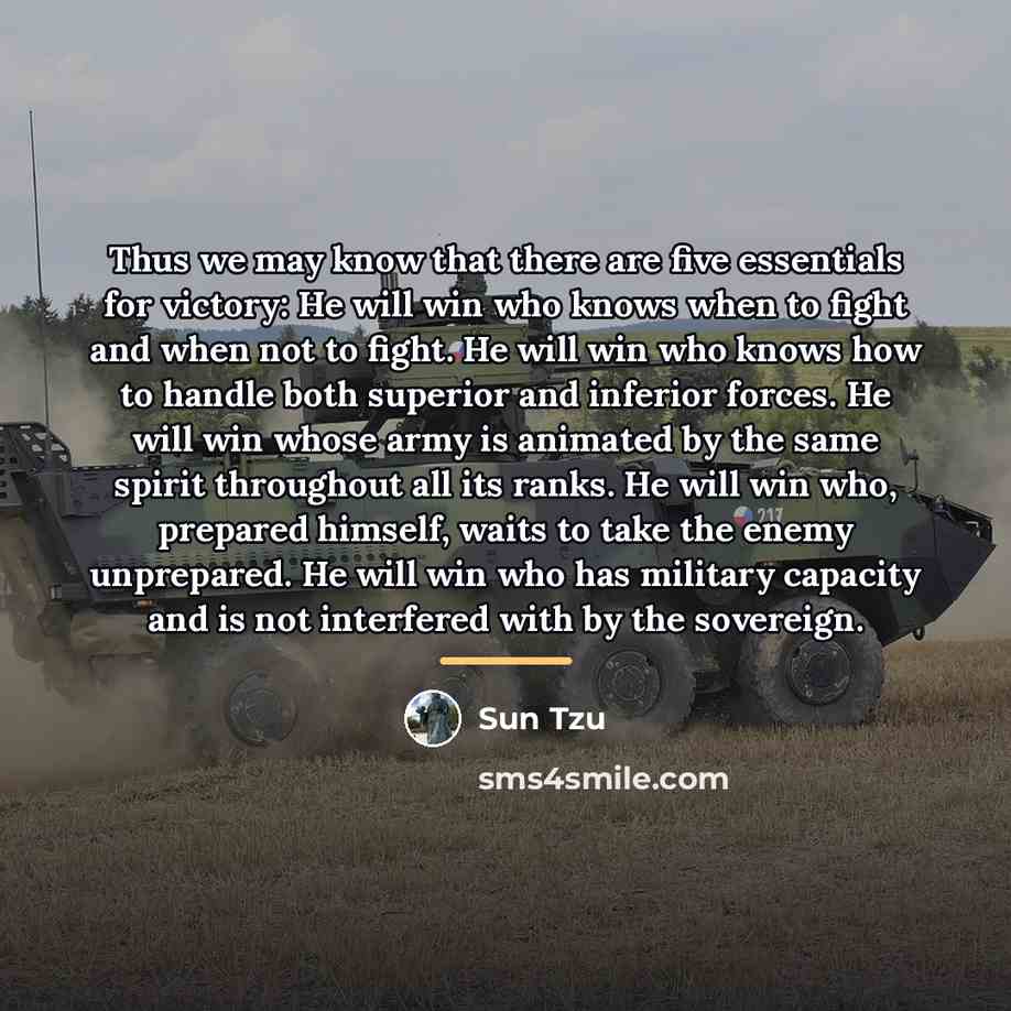 “Thus we may know that there are five essentials for…” quote by Sun Tzu