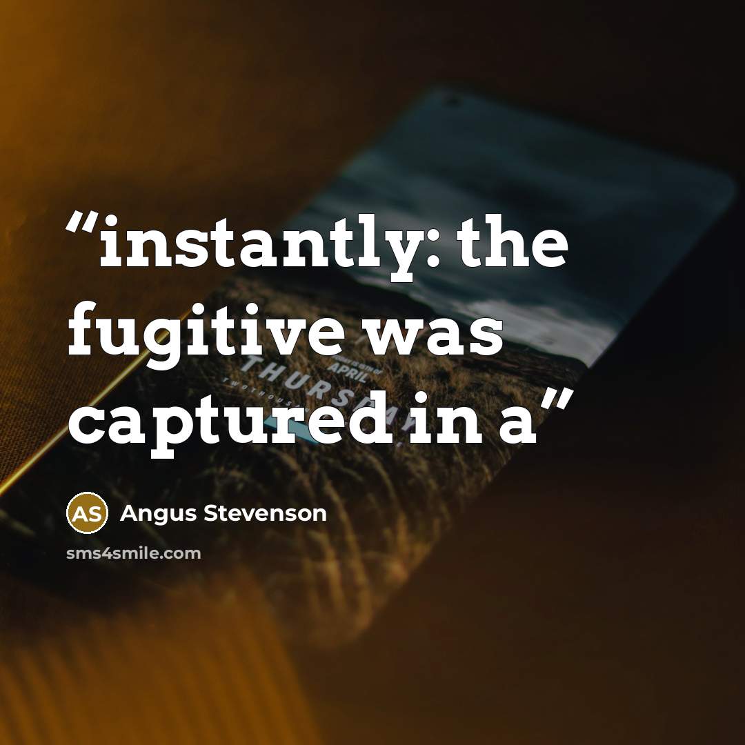 “instantly: the fugitive was captured in a” quote by Angus Stevenson