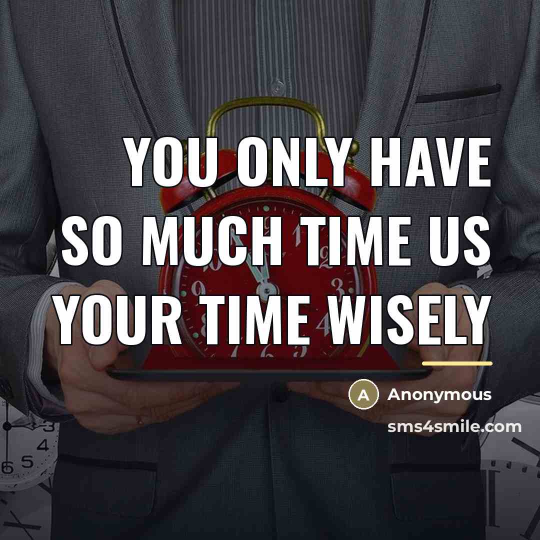 “You only have so much time us your time wisely…” quote by Anonymous