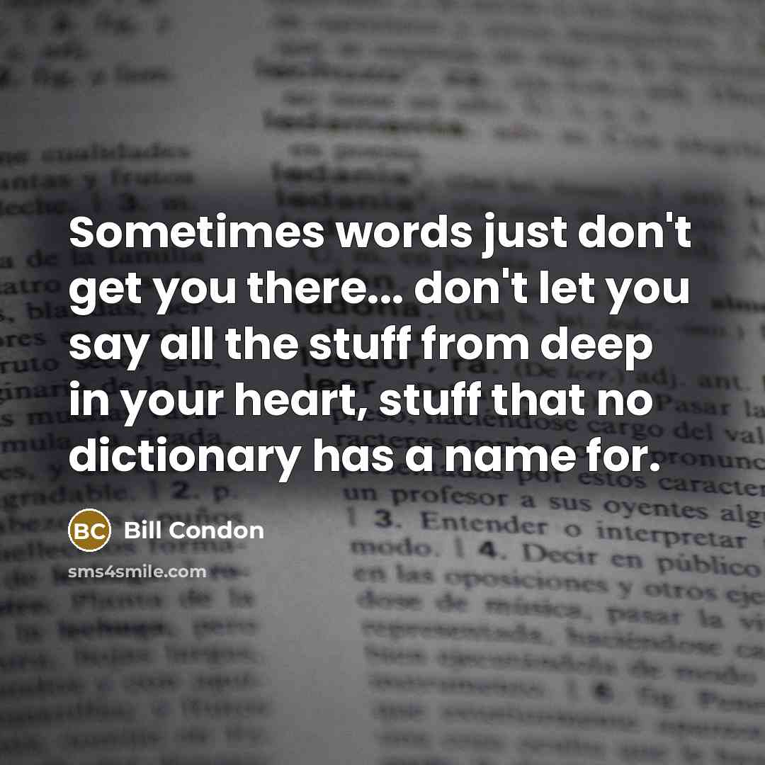 “Sometimes words just don't get you there... don't let you…” quote by Bill Condon
