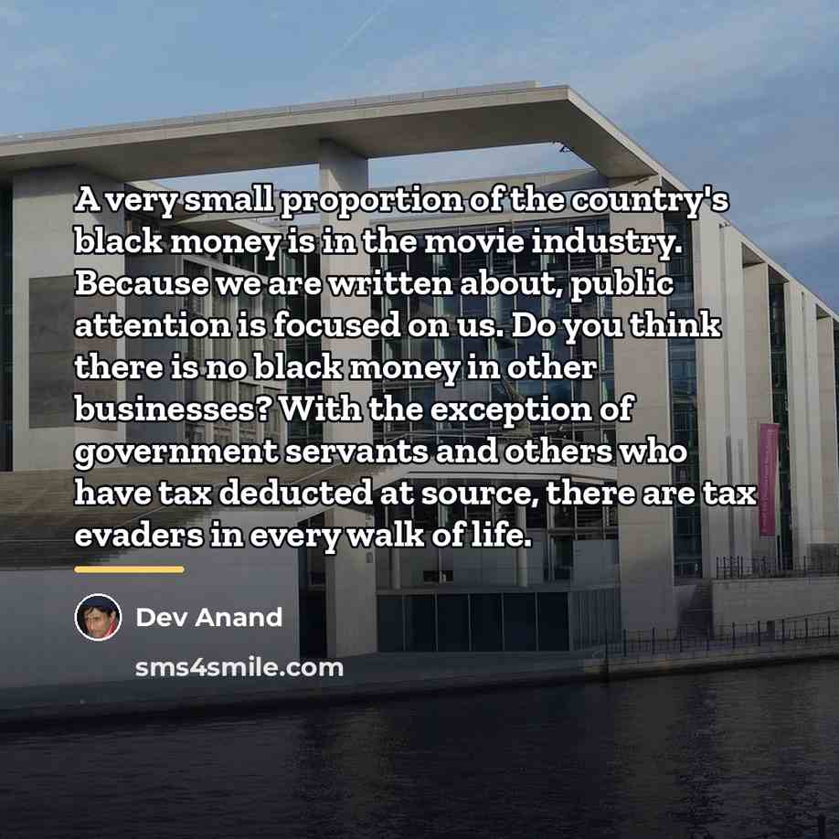 “A very small proportion of the country's black money is…” quote by Dev Anand