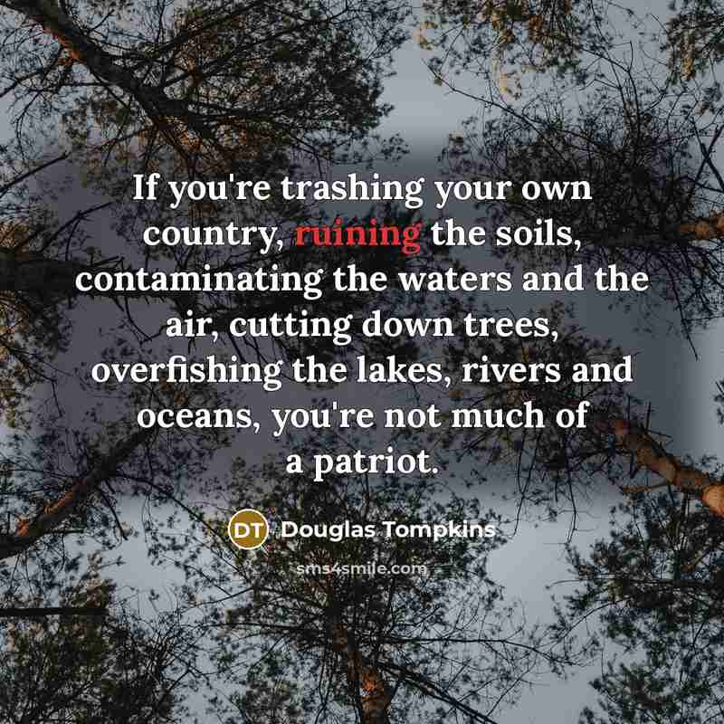 “If you're trashing your own country, ruining the soils, contaminating…” quote by Douglas Tompkins