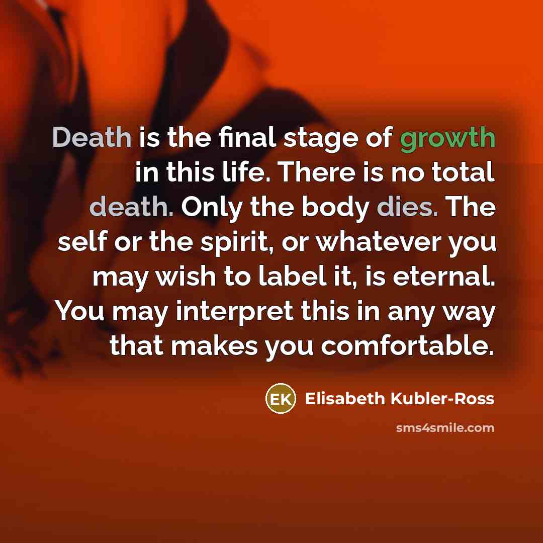 “Death is the final stage of growth in this life.…” quote by Elisabeth Kubler-Ross