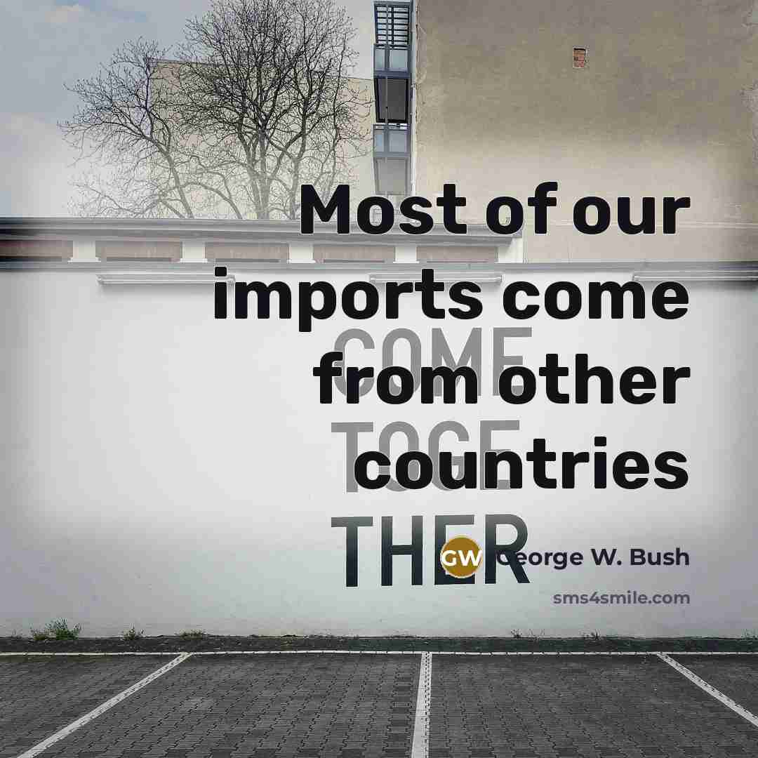 “Most of our imports come from other countries…” quote by George W. Bush