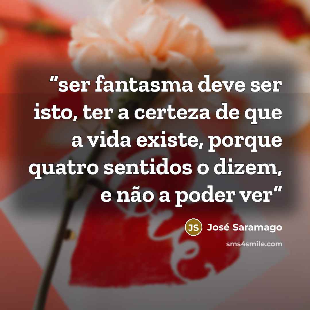 “ser fantasma deve ser isto, ter a certeza de que a vida existe, porque quatro sentidos o dizem, e não a poder ver” quote by José Saramago