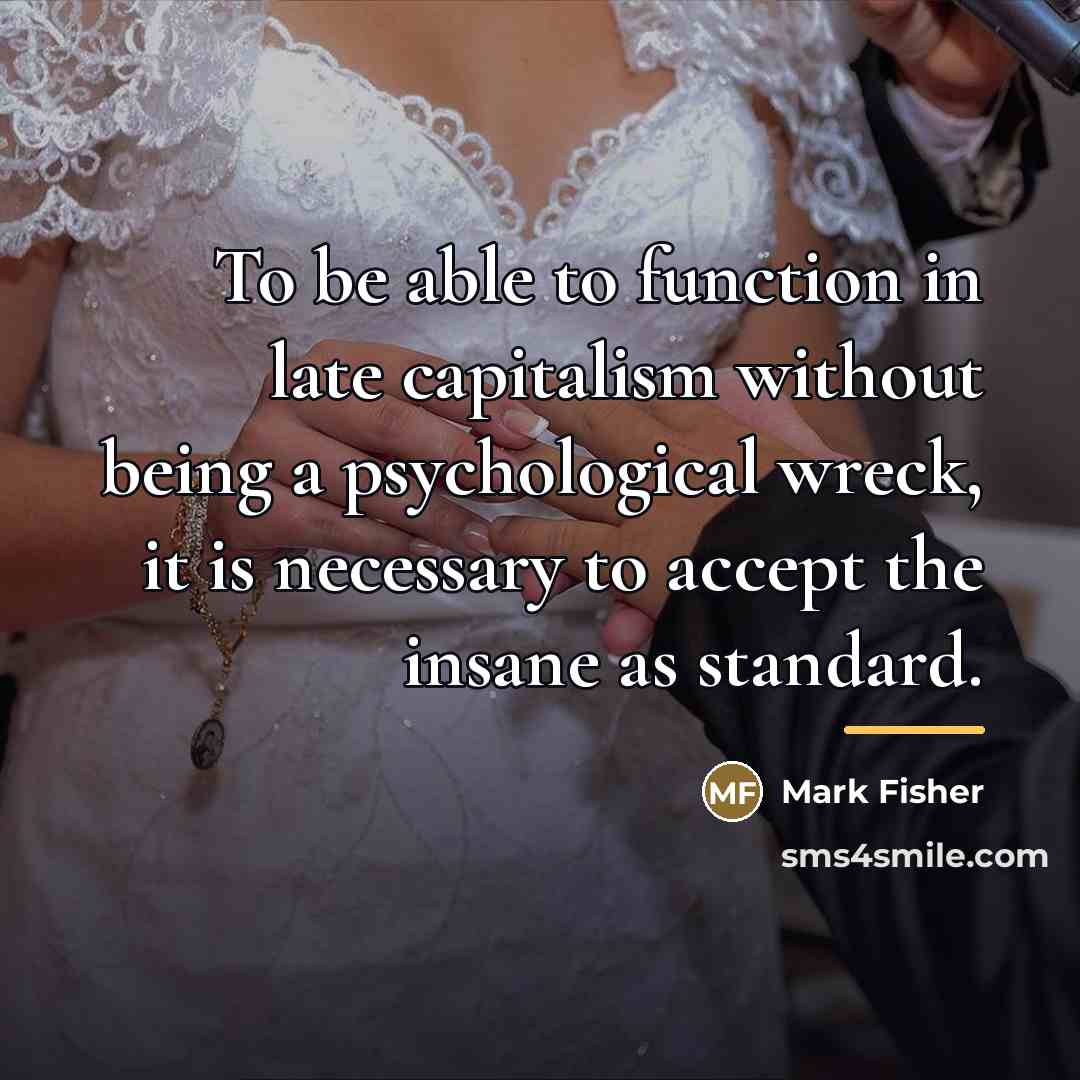 “To be able to function in late capitalism without being…” quote by Mark Fisher