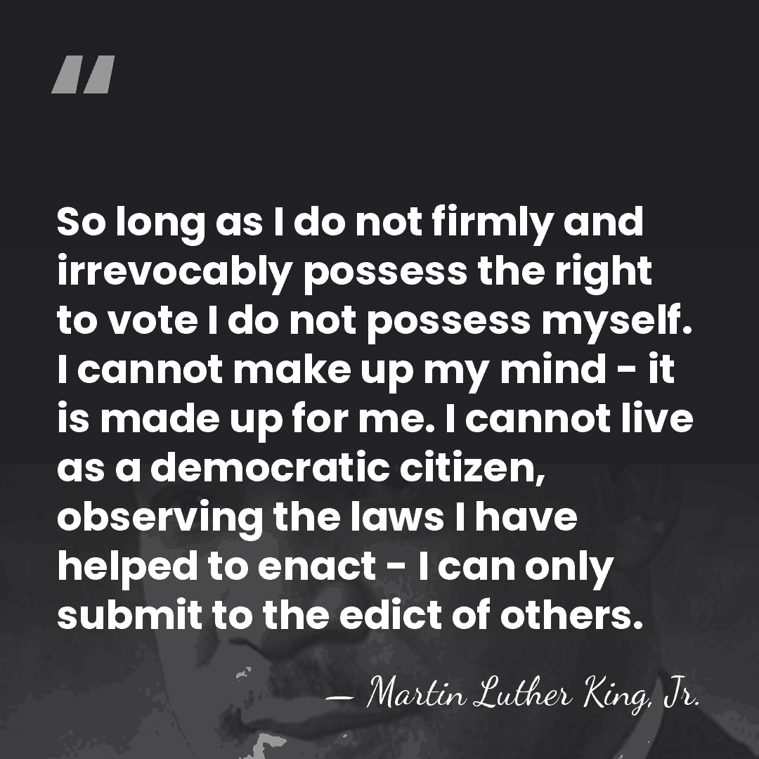 So long as I do not firmly and irrevocably possess the right&hellip; - Martin Luther King, Jr.