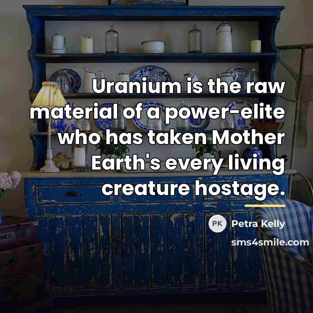“Uranium is the raw material of a power-elite who has…” quote by Petra Kelly