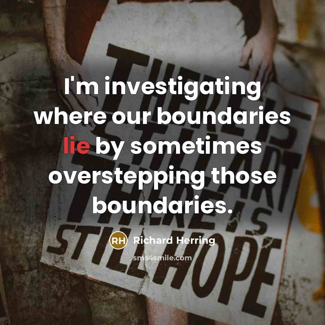 “I'm investigating where our boundaries lie by sometimes overstepping those…” quote by Richard Herring
