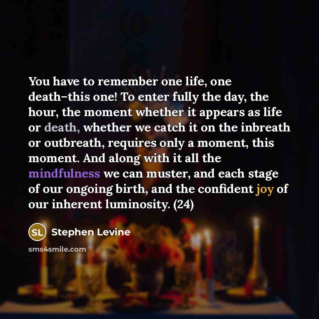 “You have to remember one life, one death–this one! To…” quote by Stephen Levine