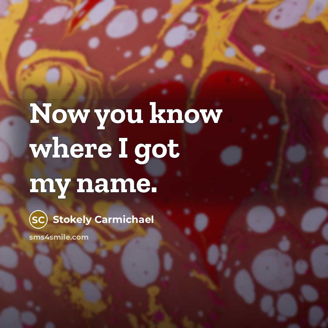 “Now you know where I got my name.…” quote by Stokely Carmichael