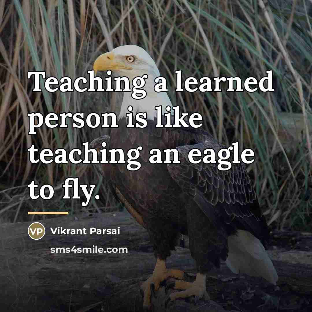 “Teaching a learned person is like teaching an eagle to…” quote by Vikrant Parsai